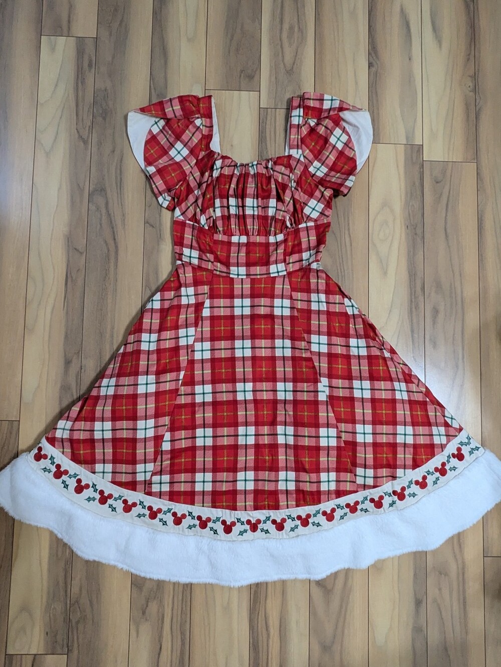 GUC! Disney Store Mickey Mouse Icon Holiday Plaid Dress Size S